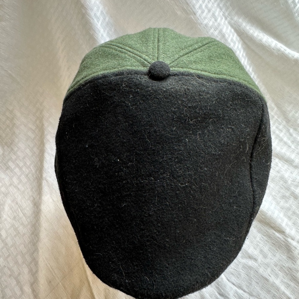Men's Boston Scally “the limerick” Xxl flat wool Cap - Black & Olive - Picture 2 of 6